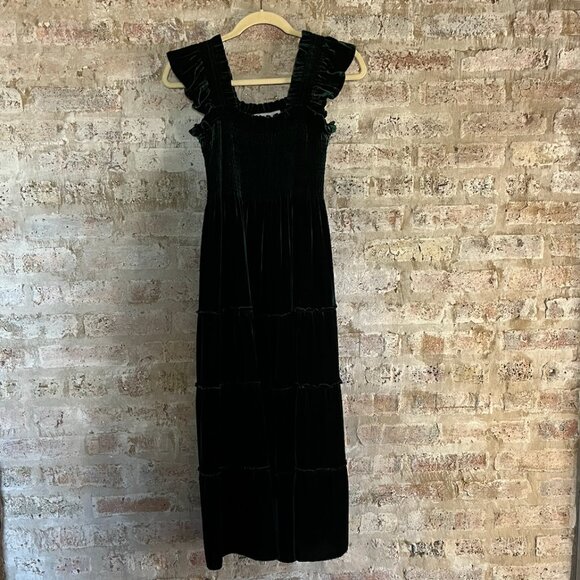 Hill House | Ellie Nap Dress | Emerald Green Velvet | Small - Picture 2 of 7